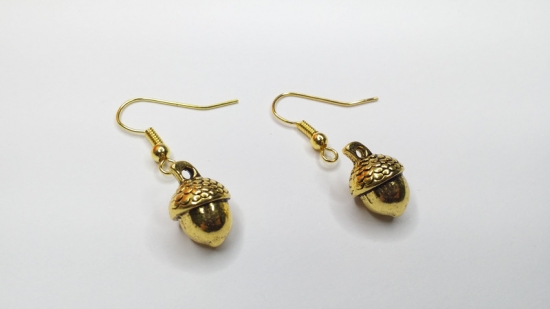 Preview: Nuss Eichel Ohrringe goldfarben